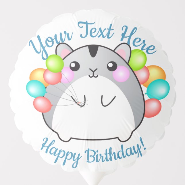 Cute Gray Kawaii Hamster Balloon (Front)