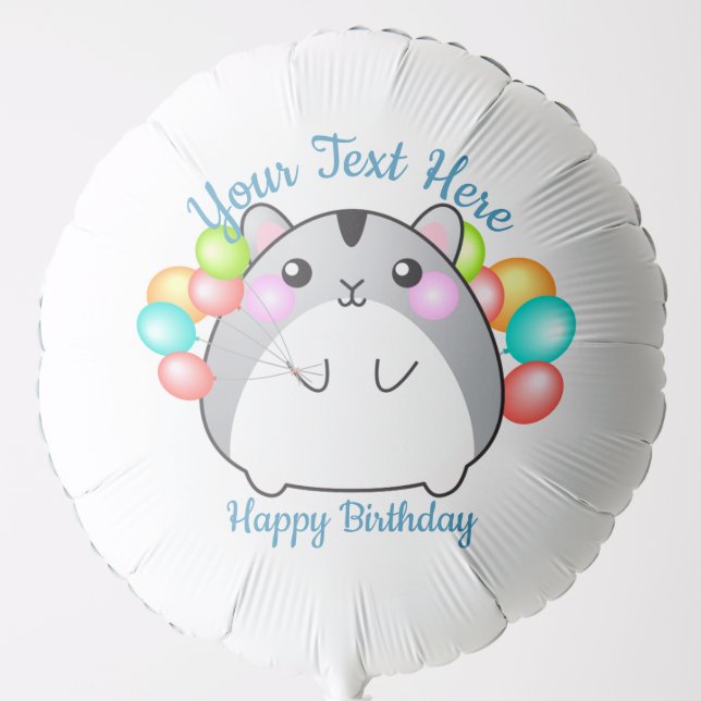 Cute Gray Kawaii Hamster Balloon (Front)