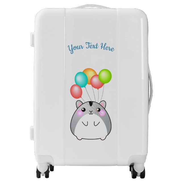 Cute Gray Kawaii Hamster Luggage (Front)