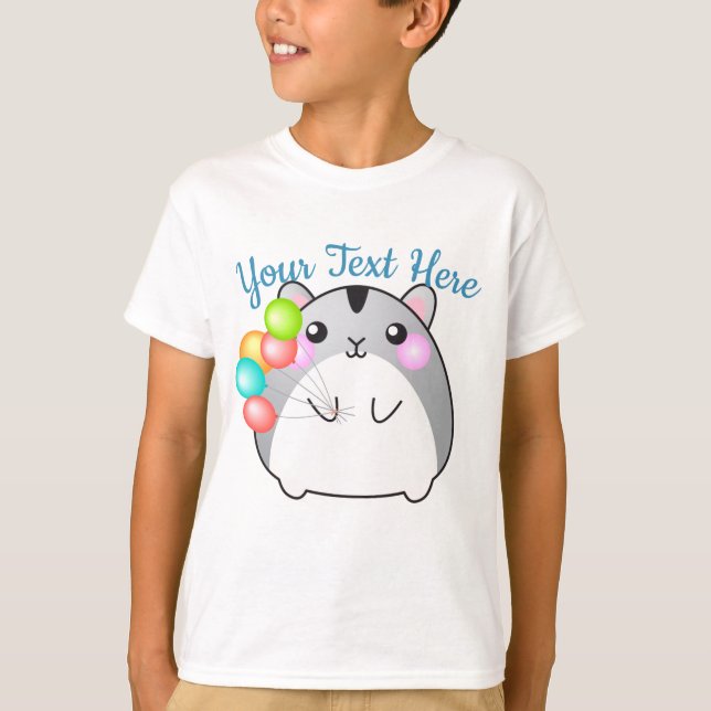 Cute Gray Kawaii Hamster T-Shirt (Front)