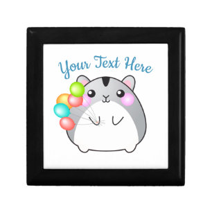 Cute Gray Kawaii Hamster Wooden  Gift Box