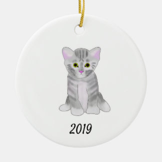 Cute Gray Kitten Ornament for Christmas or Home