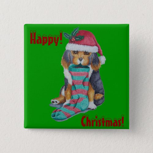 cute gray kitten tabby cat dressed for christmas pinback button