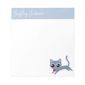 Cute Gray Kitty with a Heart Personalized Notepad