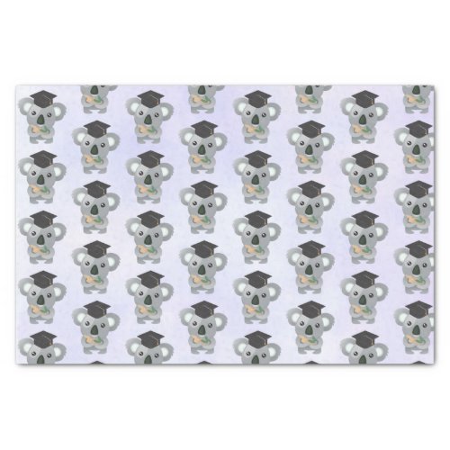 Cute Gray Koala in a Black Graduation Cap Tissue Paper