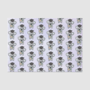 Cute Gray Koala in a Black Graduation Cap Tissue Paper