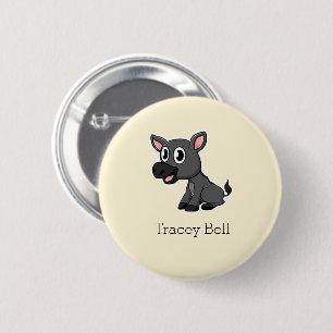 Cute gray little donkey cream button