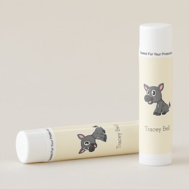 Cute gray little donkey cream lip balm (Front)