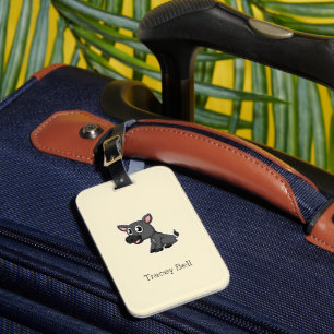 Cute gray little donkey cream luggage tag