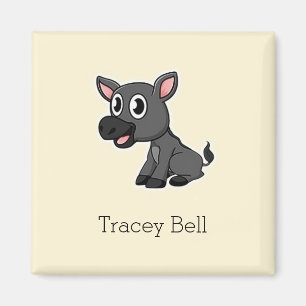 Cute gray little donkey cream magnet