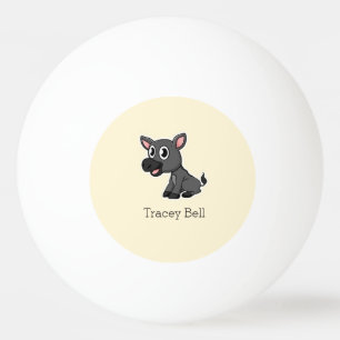 Cute gray little donkey cream ping pong ball