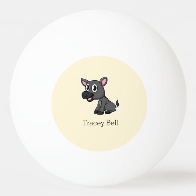 Cute gray little donkey cream ping pong ball (Front)