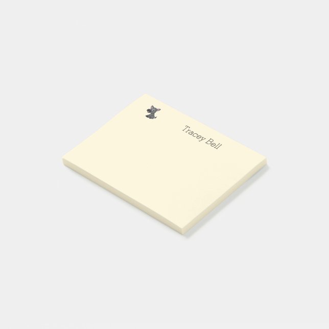 Cute gray little donkey cream post-it notes (Angled)