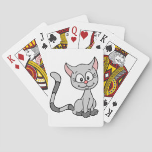 CUTE GRAY LITTLE KITTEN WITH A NICE SMILE POKER CARDS