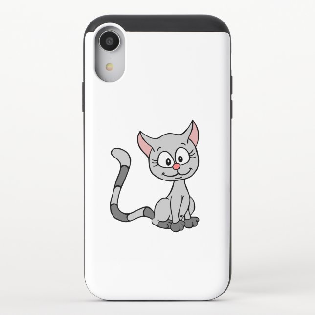 CUTE GRAY LITTLE KITTEN WITH A NICE SMILE UNCOMMON iPhone CASE (Back)
