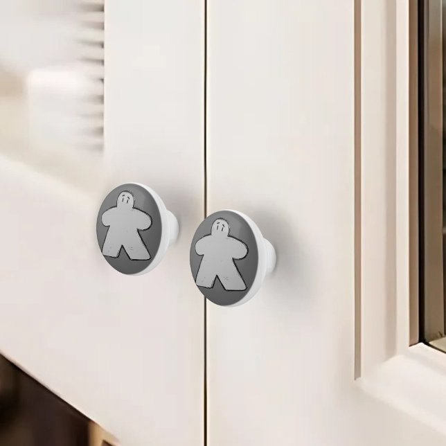 Cute Gray Meeple Board Game Room  Ceramic Knob (Creator Uploaded)