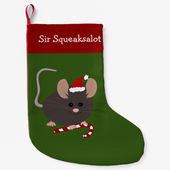 Cute Gray Mouse Christmas Stocking (Front)