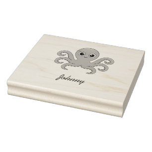 Cute gray octopus rubber stamp