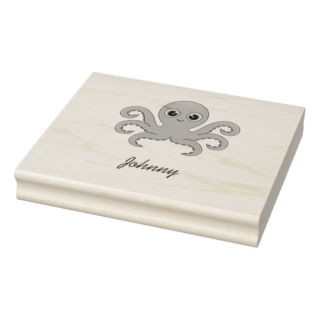 Cute gray octopus rubber stamp (Stamp)