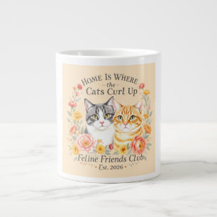 Cute Gray & Orange Tabby Cat Lovers Design Giant Coffee Mug