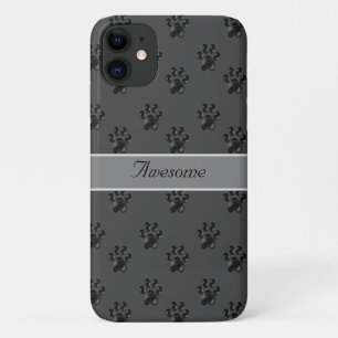 Cute gray paw pattern and calligraphy iPhone 11 case