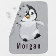 Cute Gray Penguin Pattern Baby Blanket at Zazzle