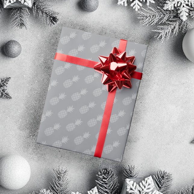 Cute Gray Pineapple Holiday Pattern Wrapping Paper (Creator Uploaded)