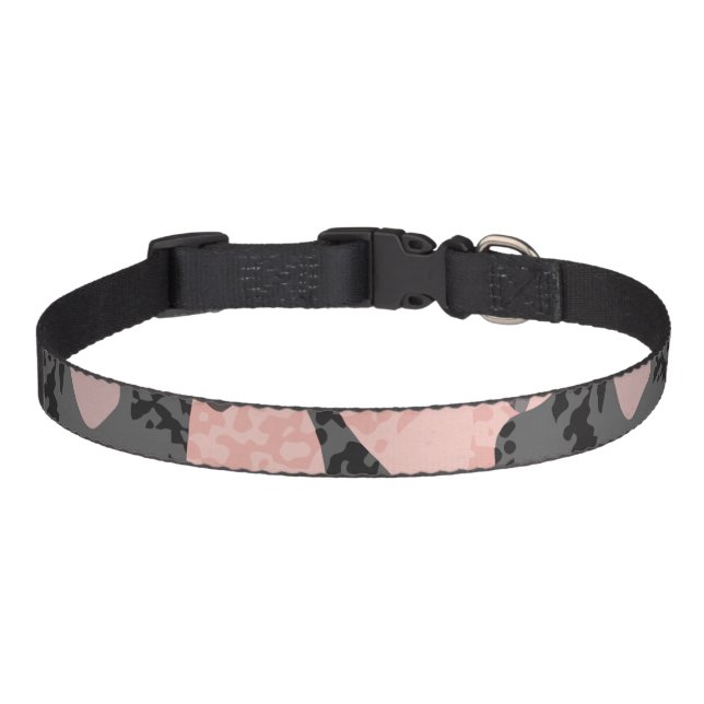 Cute Gray Pink Camo Pattern Dog Pet Collar (Front)