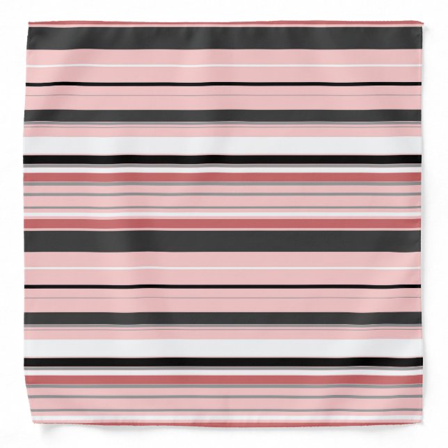 Cute gray pink stripes bandana (Front)