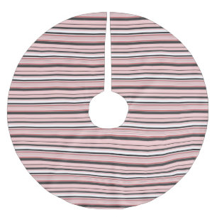 Cute gray pink stripes brushed polyester tree skirt