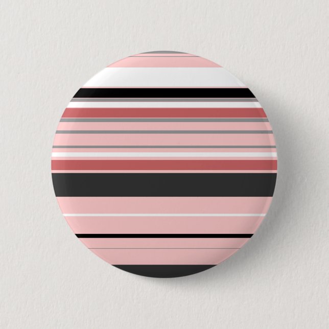 Cute gray pink stripes button (Front)
