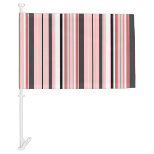 Cute gray pink stripes car flag
