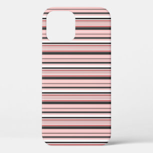 Cute gray pink stripes iPhone 12 pro case