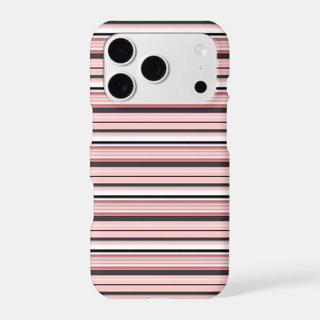 Cute gray pink stripes Case-Mate iPhone case (Back)