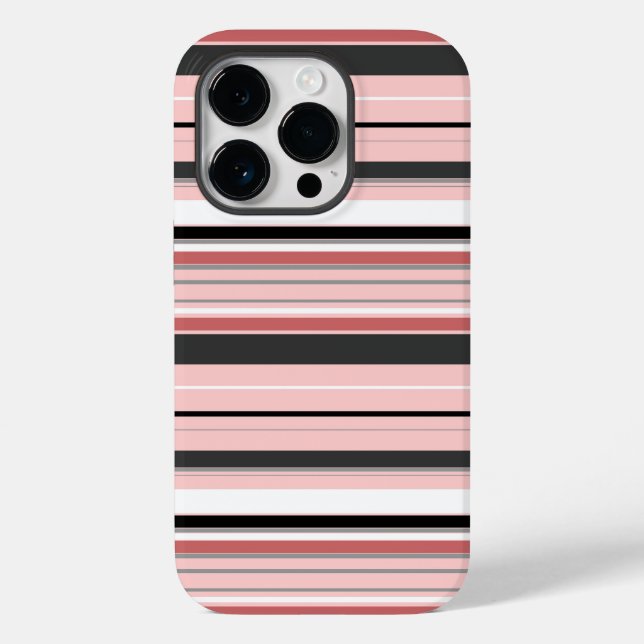 Cute gray pink stripes Case-Mate iPhone case (Back)