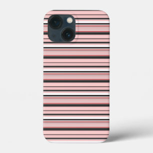 Cute gray pink stripes iPhone 13 mini case