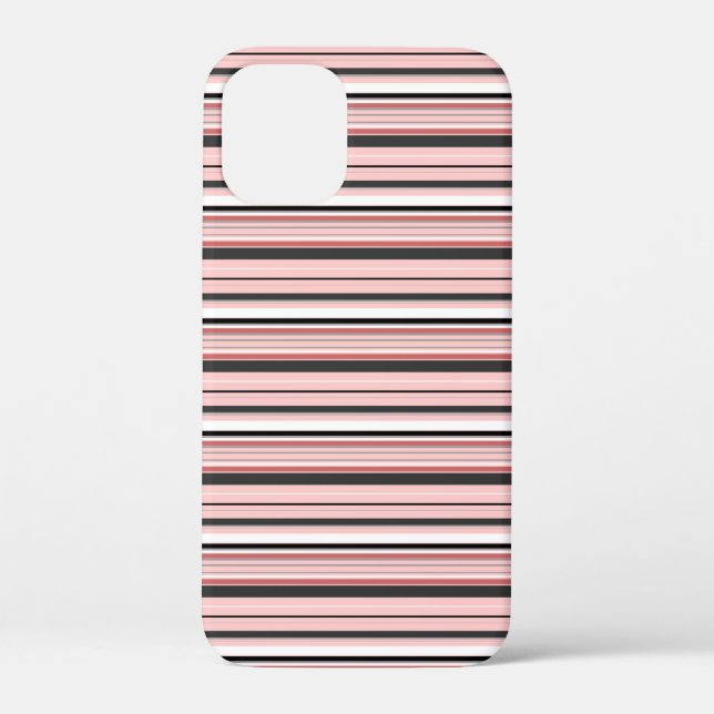 Cute gray pink stripes Case-Mate iPhone case (Back)