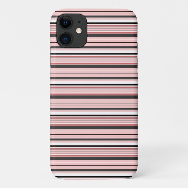 Cute gray pink stripes Case-Mate iPhone case (Back)