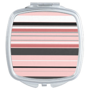 Cute gray pink stripes compact mirror