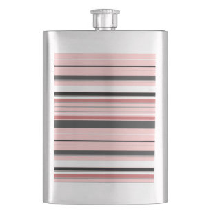Cute gray pink stripes flask