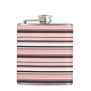 Cute gray pink stripes flask