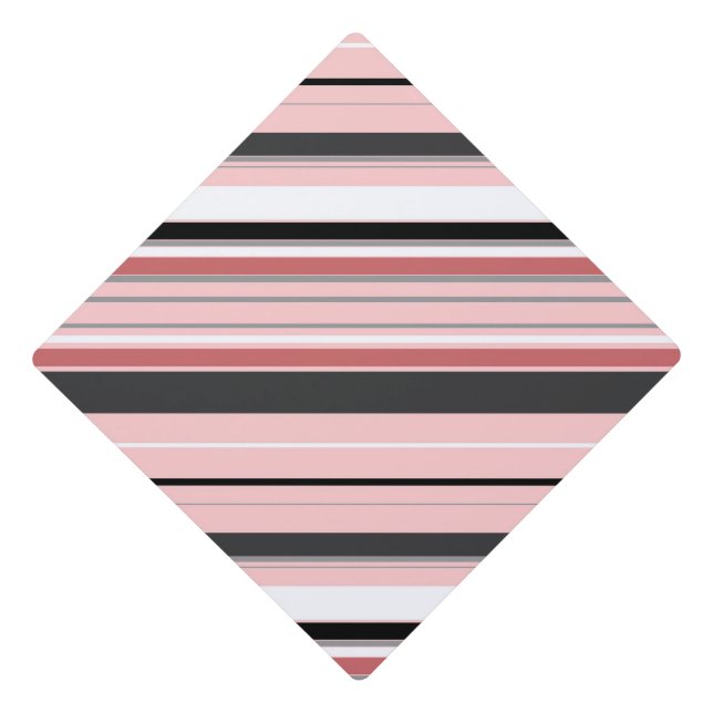 Cute gray pink stripes graduation cap topper (Front)