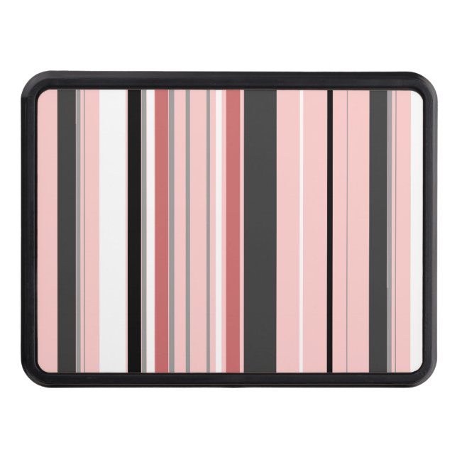 Cute gray pink stripes hitch cover (Front)