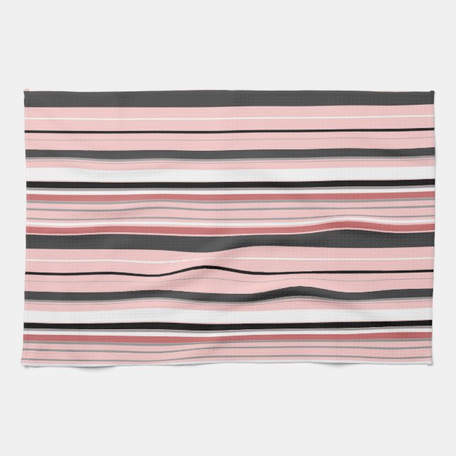 Cute gray pink stripes kitchen towel (Horizontal)
