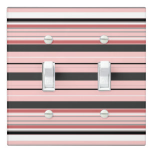 Cute gray pink stripes light switch cover