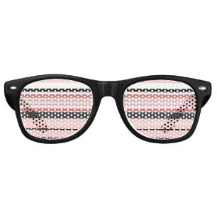 Cute gray pink stripes retro sunglasses