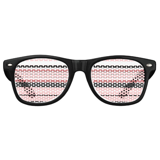 Cute gray pink stripes retro sunglasses (Front)