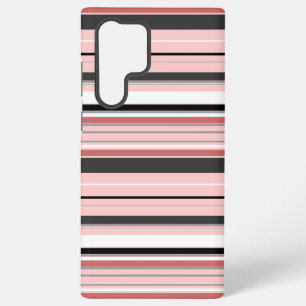 Cute gray pink stripes samsung galaxy s22 ultra case