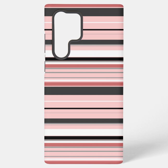 Cute gray pink stripes samsung galaxy case (Back)