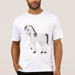 Cute Gray Pony Cartoon Whimsical Horse T-Shirt